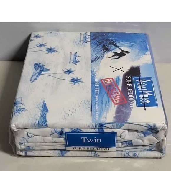 RARE DEAN MILLER SURF BEDDING BALI  Twin  Sheet Set  100% COMBED COTTON  NEW - Picture 2 of 13